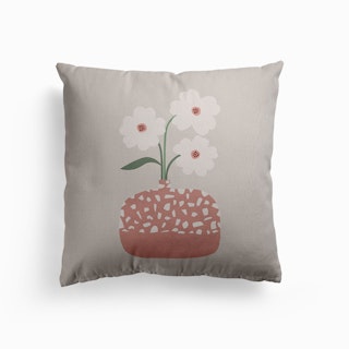 Terrazzo And Flowers Canvas Cushion