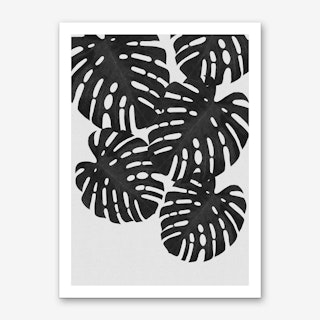 Monstera Leaf Black & White I Art Print