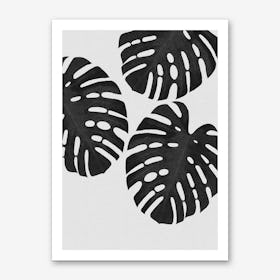 Monstera Leaf Black & White III Art Print