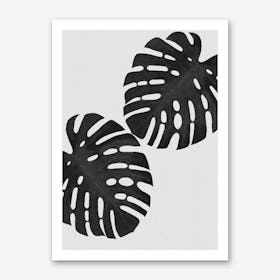 Monstera Leaf Black & White V Art Print