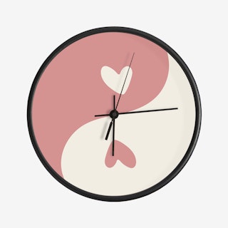 Ying Yang Pink Hearts Clock