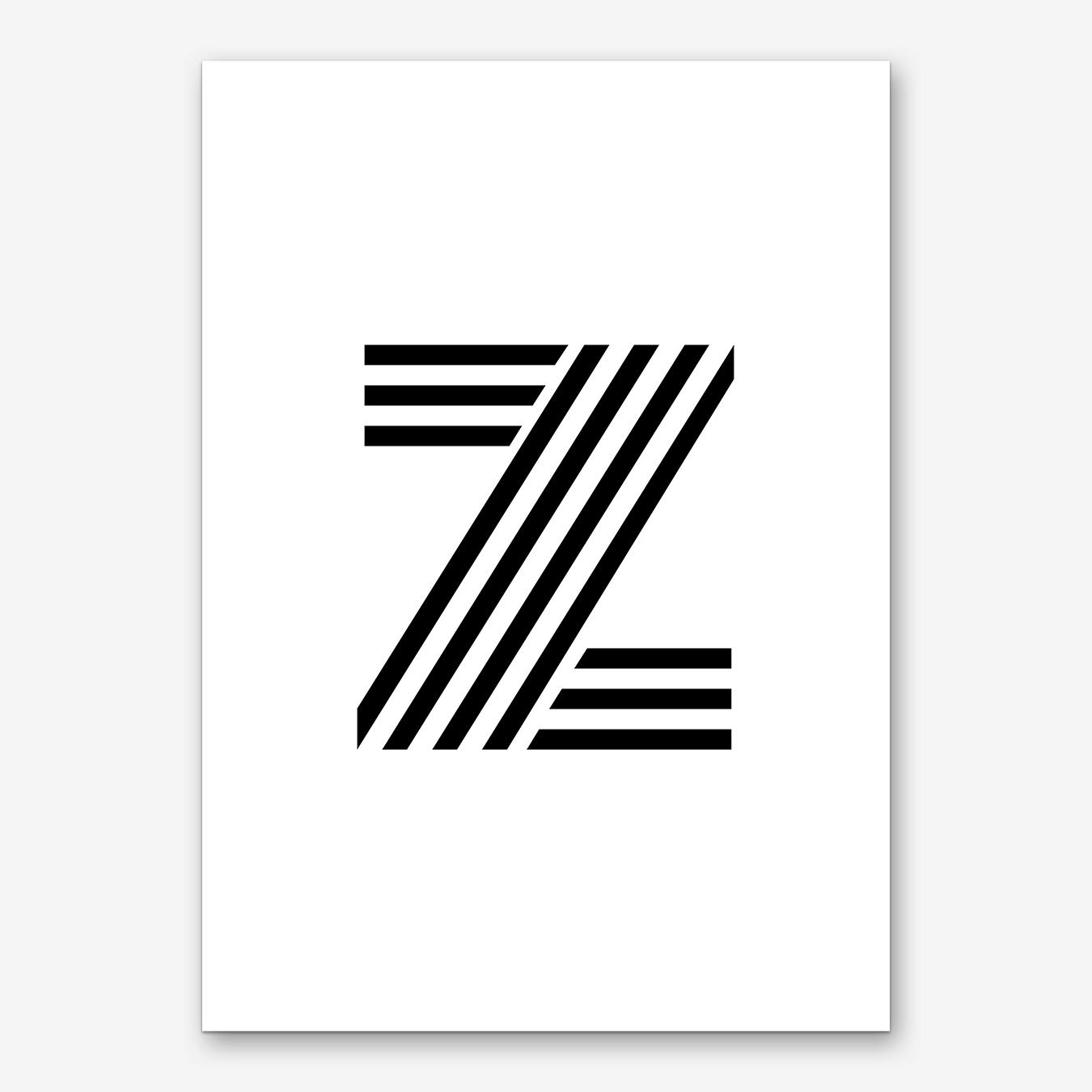 Black Letter Z Wall Art Print Free Shipping Fy