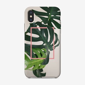 Tropical Pink Monstera Leaves iPhone Case