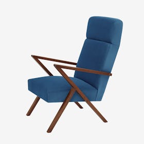 Retrostar Lounge Chair - Velvet-Line in Royal-Blue