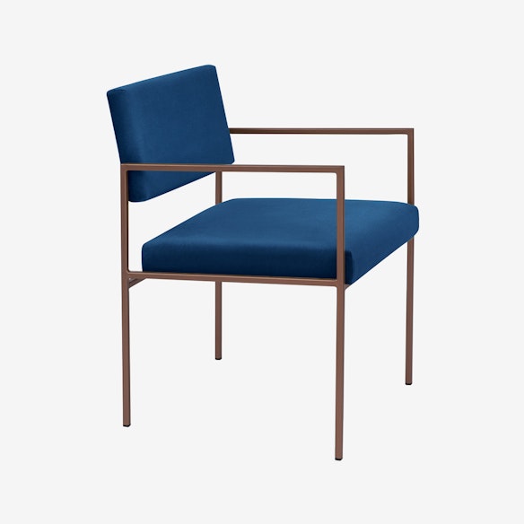 Cube Armchair Copper Velvet Line In Royal Blue By Sternzeit Design Cube Armchair Copper Velvet Line In Royal Blue By Sternzeit Design