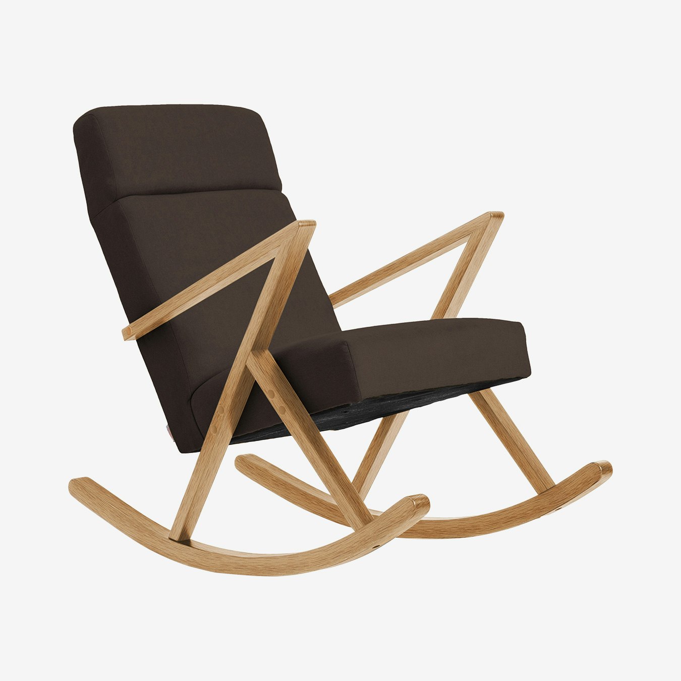 Retrostar Lounge Rocker in Brown & Natural Oak by Sternzeit Design
