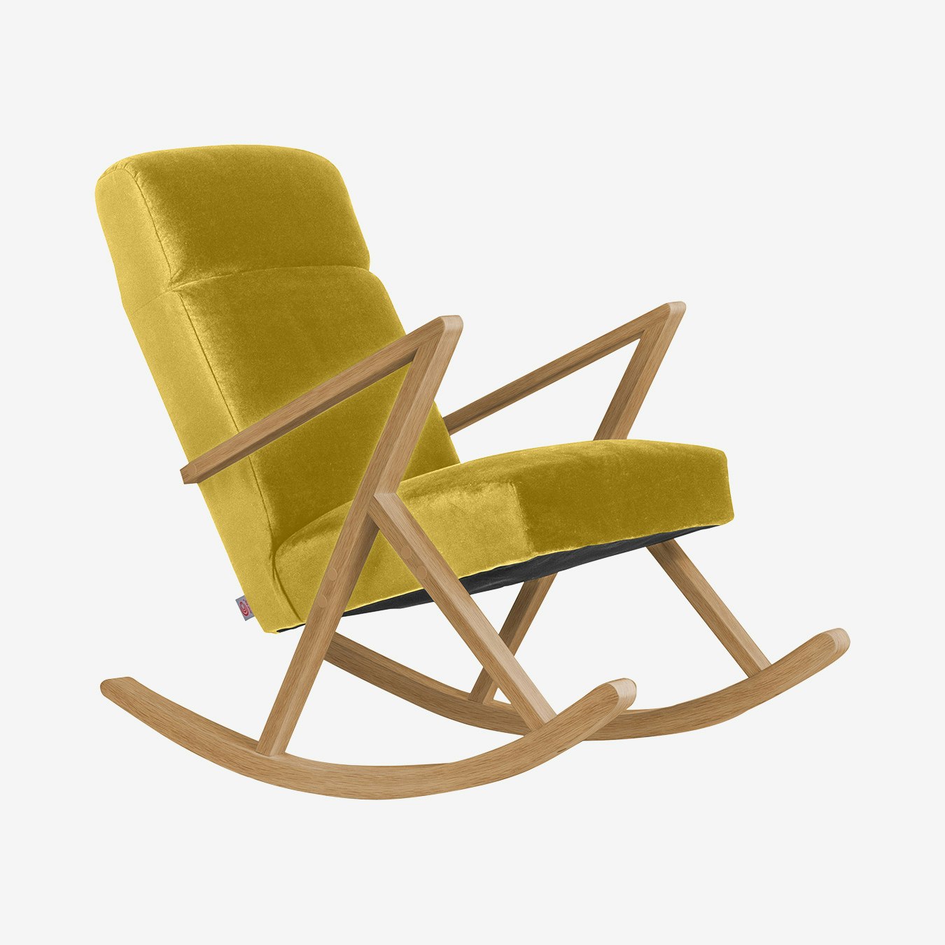 Retrostar Lounge Rocker in Lemon & Natural Oak - Velvet by Sternzeit Design