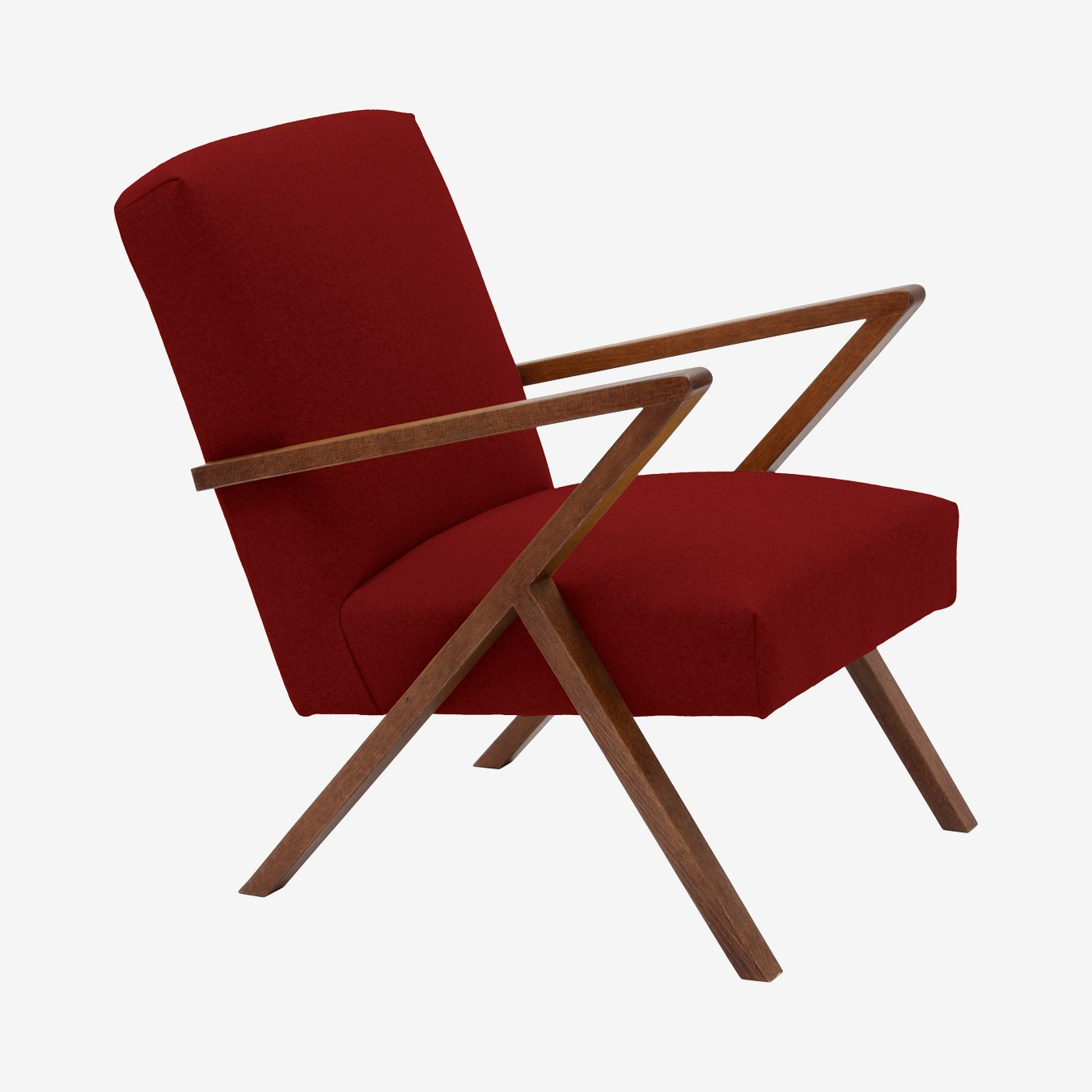 Retrostar Chair in Fire Red & Walnut - Wool by Sternzeit Design