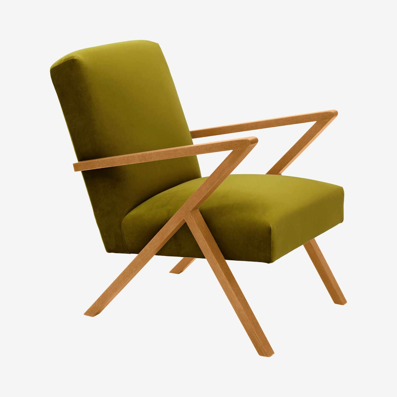 Retrostar Chair in Olive Green & Honey - Velvet by Sternzeit Design