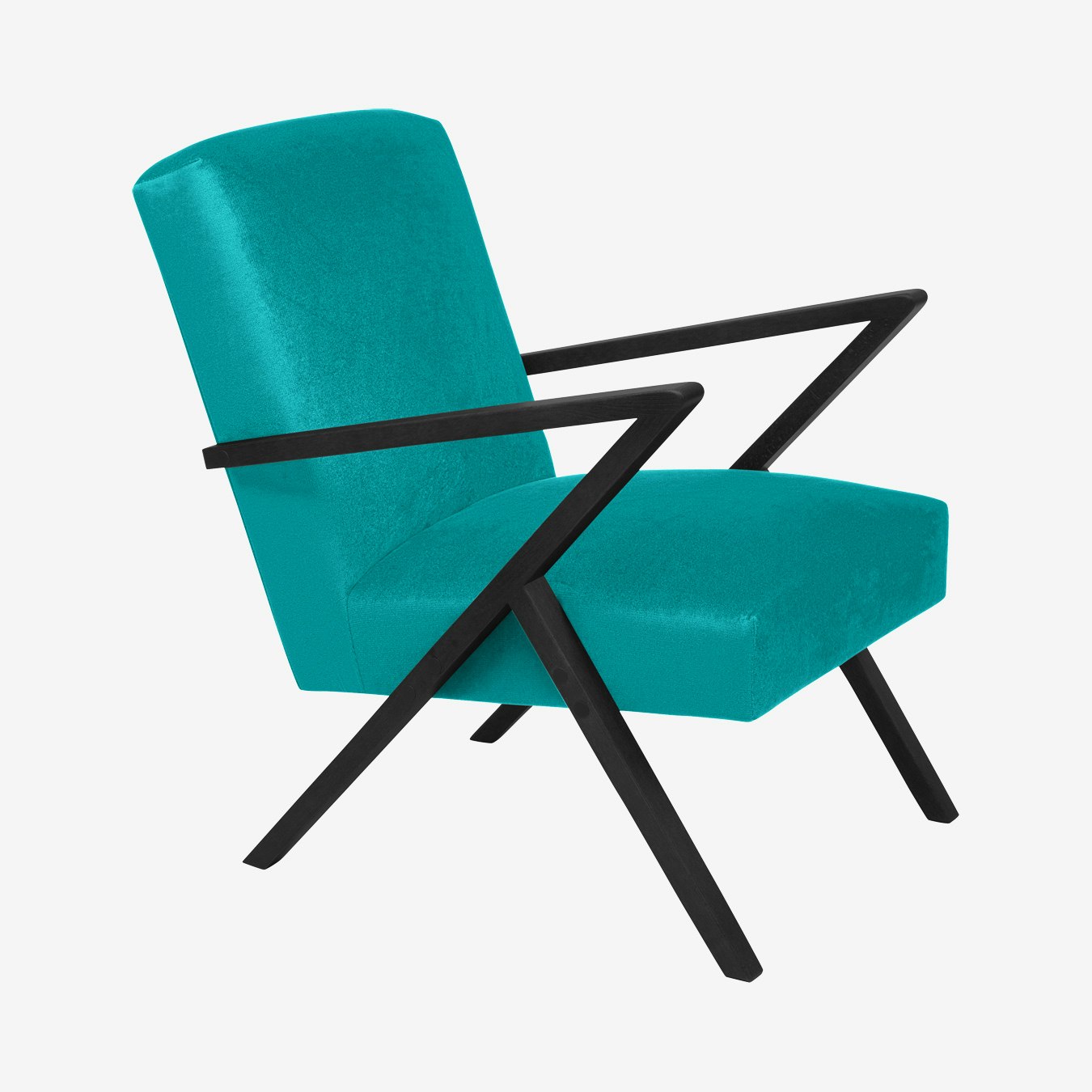 Retrostar Chair in Ocean Blue & Black - Velvet by Sternzeit Design