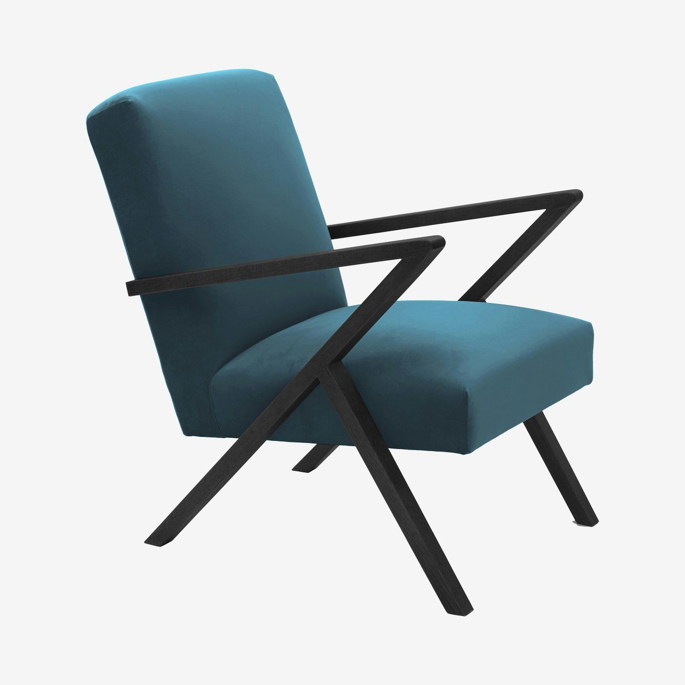 Retrostar Chair in Topaz Blue & Black - Velvet by Sternzeit Design