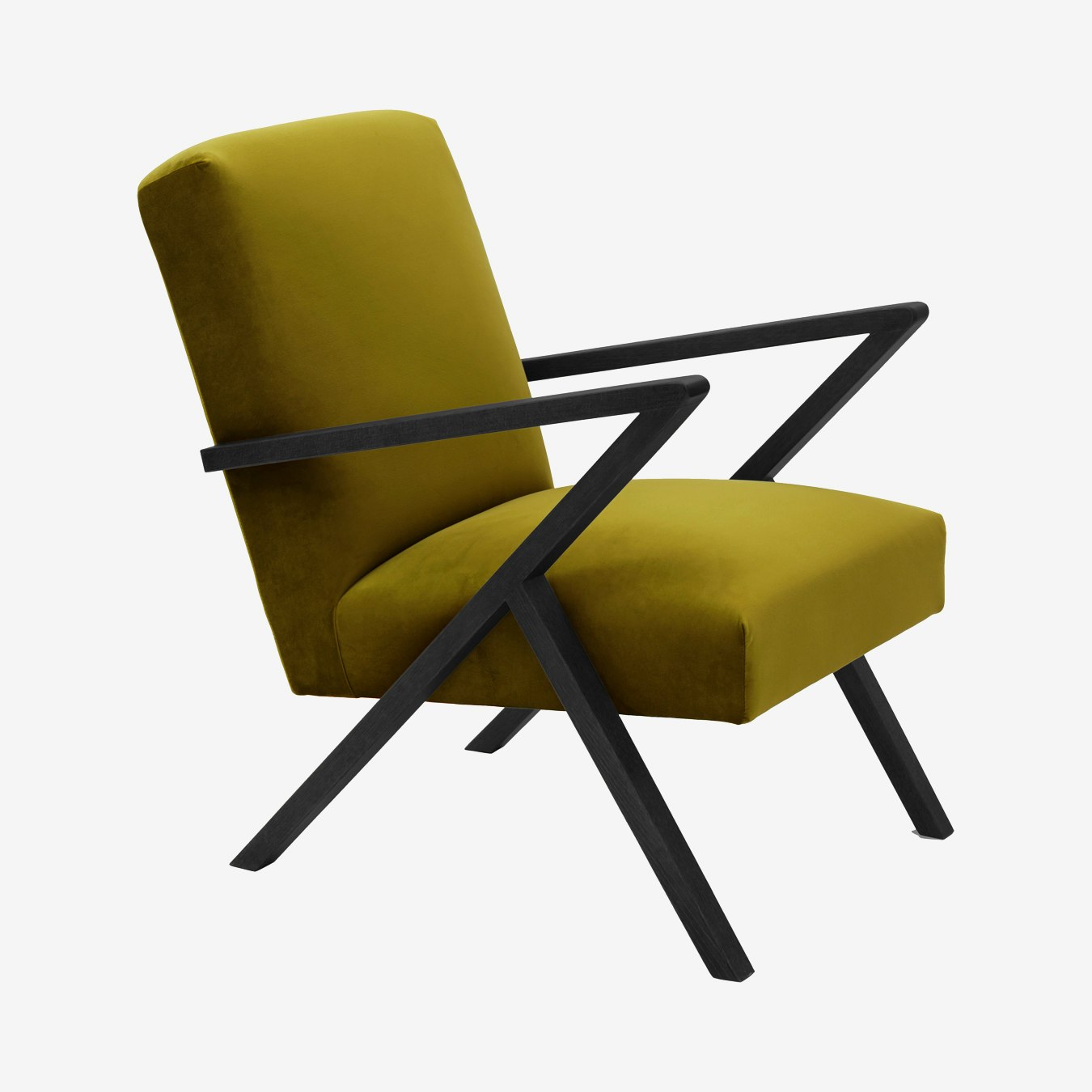 Retrostar Chair in Olive Green & Black - Velvet by Sternzeit Design