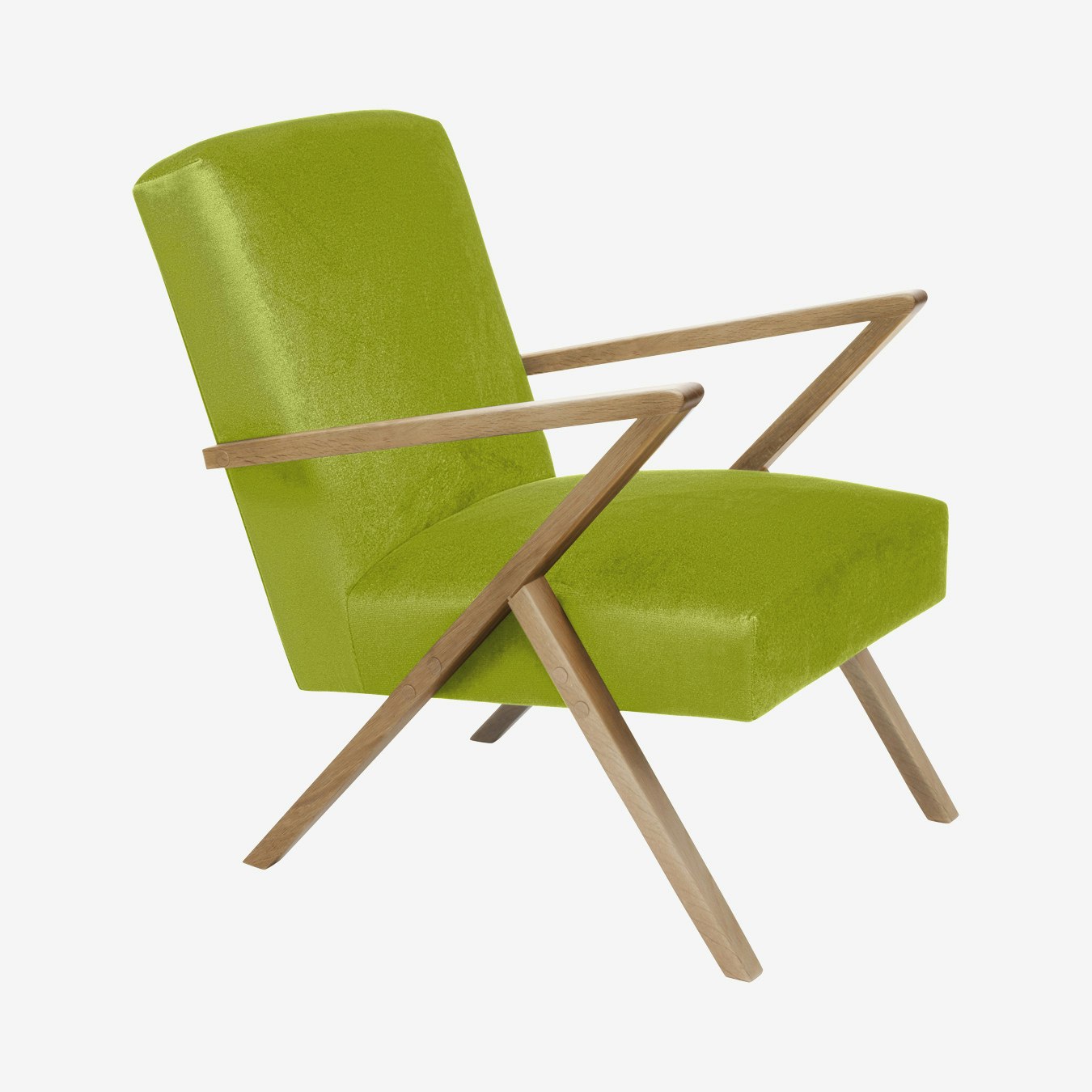 Retrostar Chair in Apple Green & Natural Oak - Velvet by Sternzeit Design