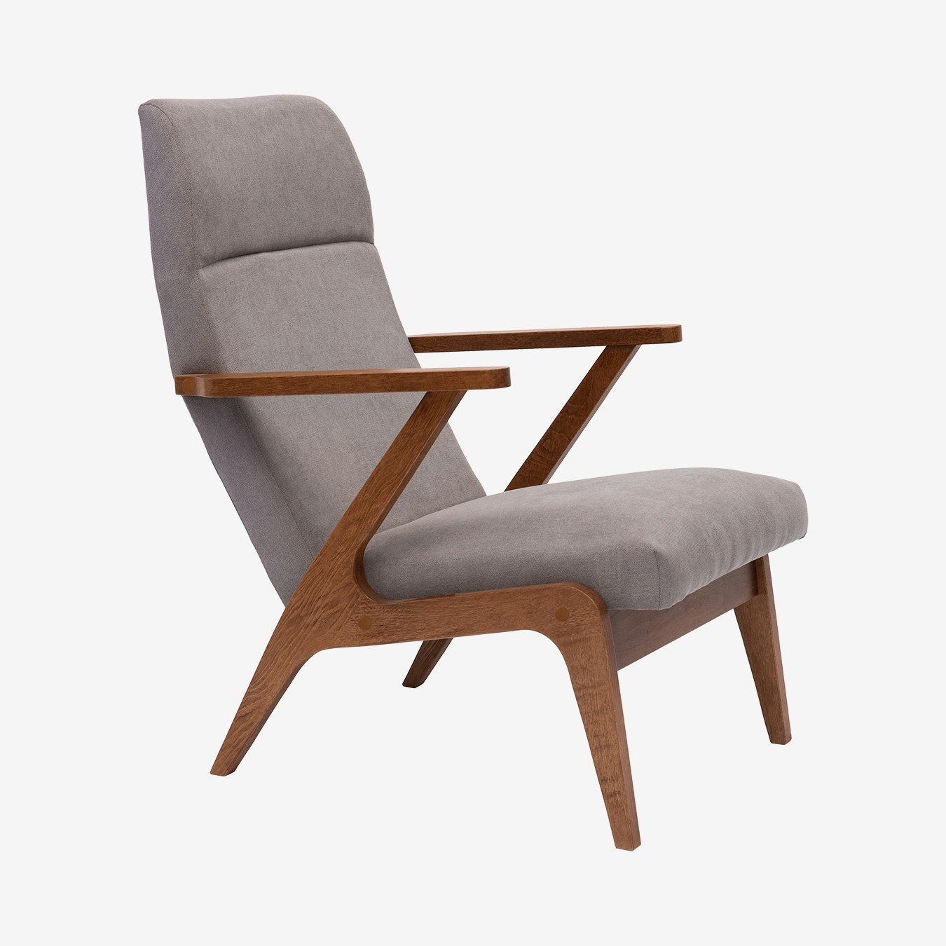 Apollo Lounge Chair in Grey & Walnut by Sternzeit Design