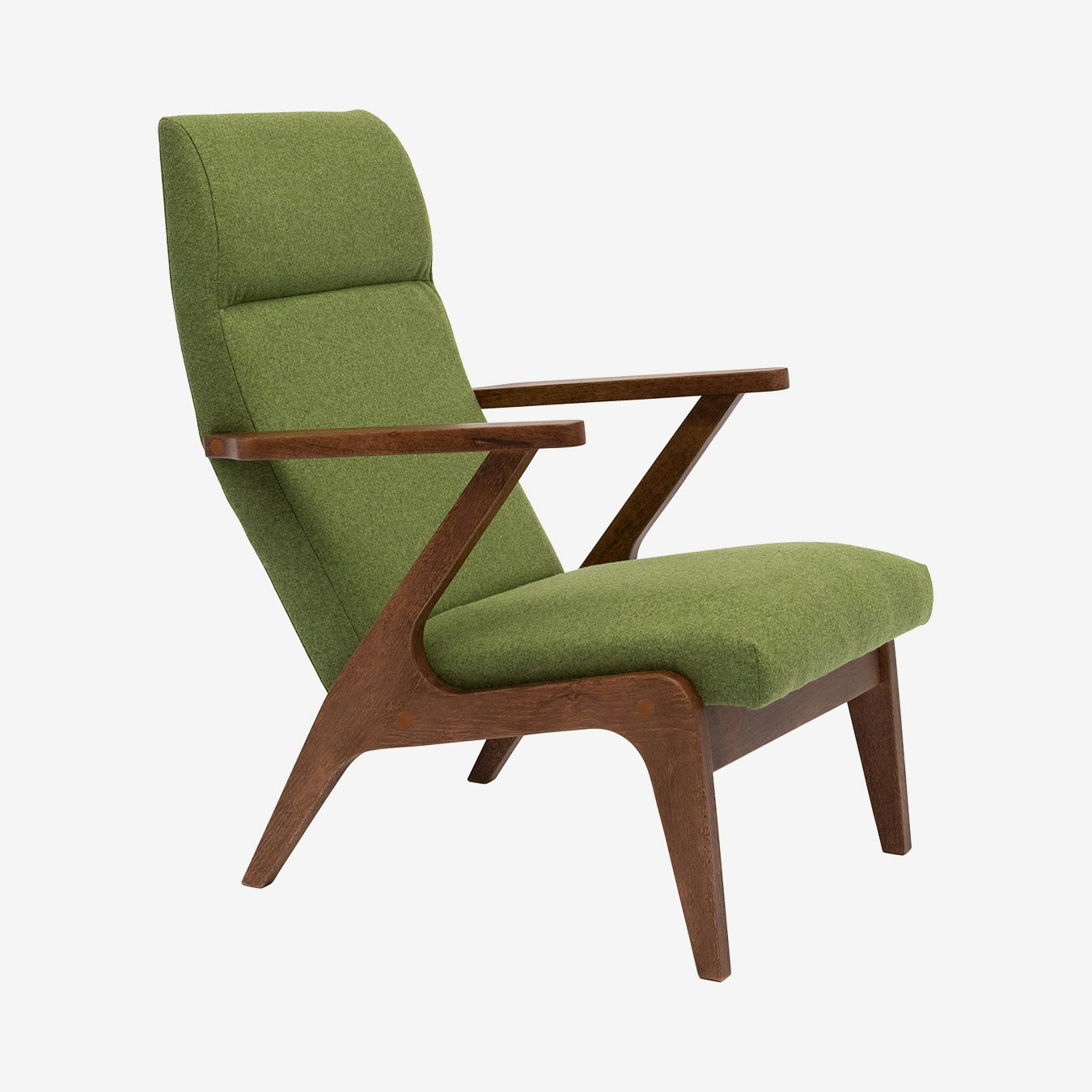 Apollo Lounge Chair in Spring Green & Walnut - Wool by Sternzeit Design