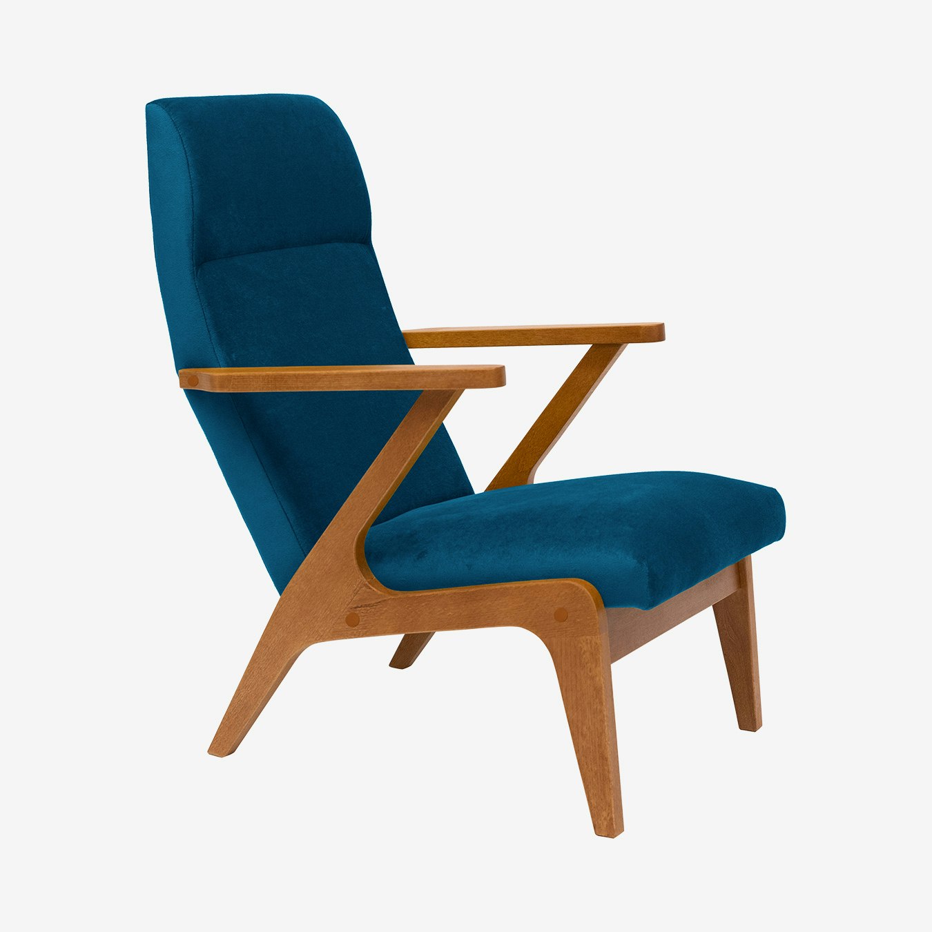 Apollo Lounge Chair in Royal Blue & Honey - Velvet by Sternzeit Design