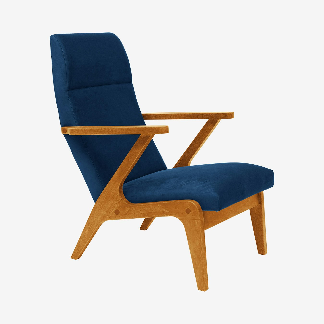 Apollo Lounge Chair in Dark Blue & Honey - Velvet by Sternzeit Design