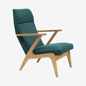 Apollo Lounge Chair in Petrol Blue & Natural Oak