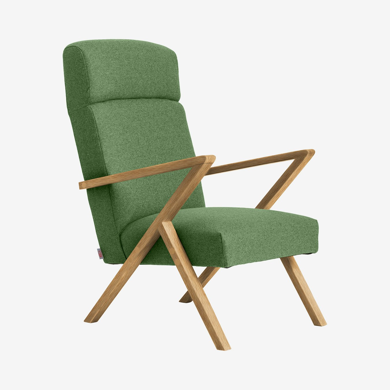 Retrostar Lounge Chair in Spring Green & Natural Oak - Wool by Sternzeit Design