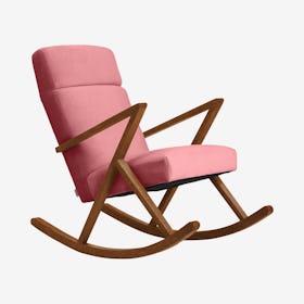 Retrostar Lounge Rocker in Light Rose & Walnut - Velvet