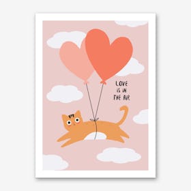 Love is in the Air Cat Art Print