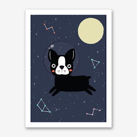 Boston Terrier In Space Art Print