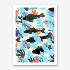 Black Fishes Art Print