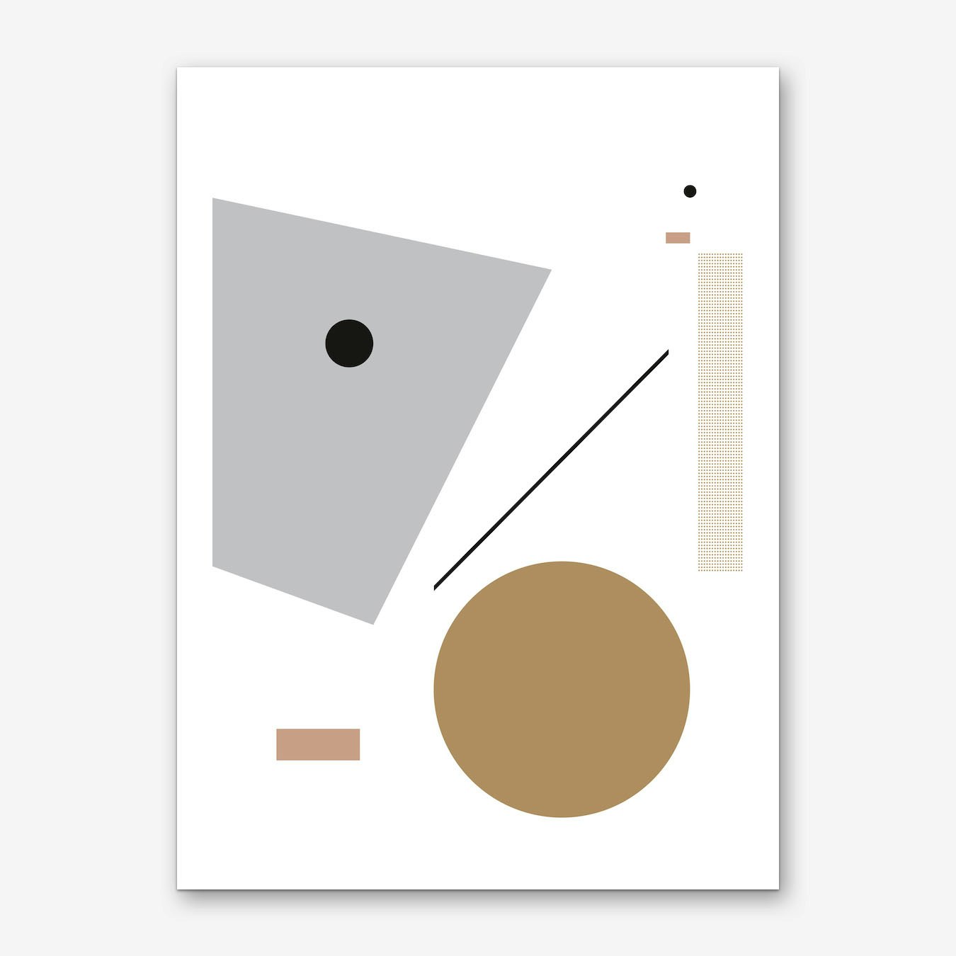 Geometric Shapes Art Print Minimalist Gray Poster for Living Room Framed Option Wall Decor