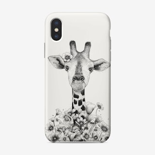 Giraffe In Flowers Phone Case