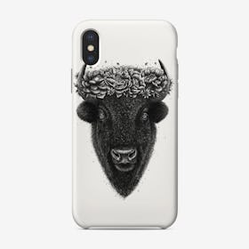 Bison With Flowers Phone Case
