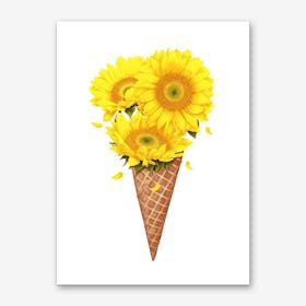 Ice Cream With Sunflowers Art Print
