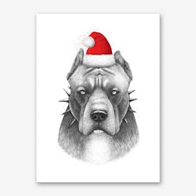 Christmas Pitbull Art Print