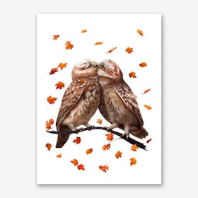 Autumn Owls Art Print