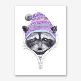 Raccoon In A Hood Art Print
