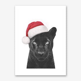 Christmas Panther Girl Art Print
