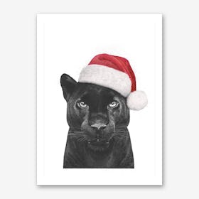 Christmas Panther Boy Art Print