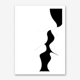 Just A Little Kiss White Art Print