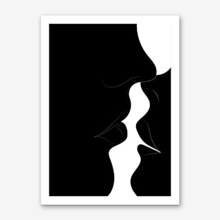 Just a Little Kiss Black Art Print