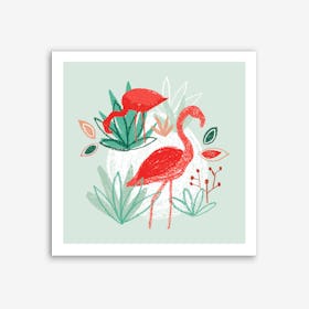 Two Flamingos Art Print