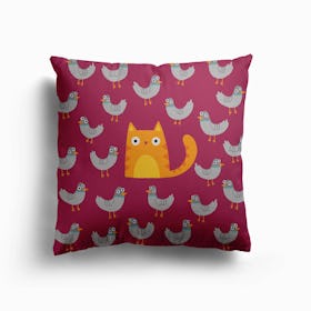 Cat Among The Pigeons Canvas Cushion