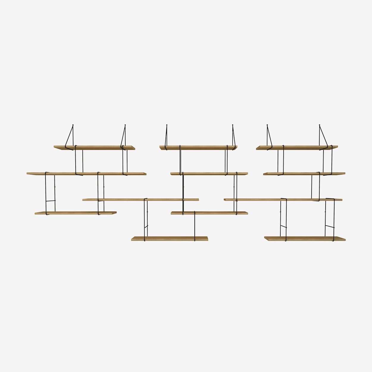 Link Shelf Trio - Oak Wood/Black Brackets by Studio Hausen