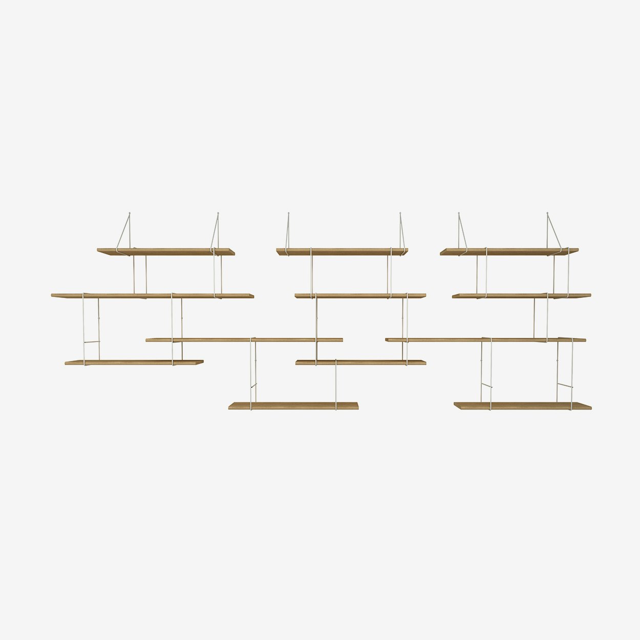 Link Shelf Trio - Oak Wood/White Brackets by Studio Hausen