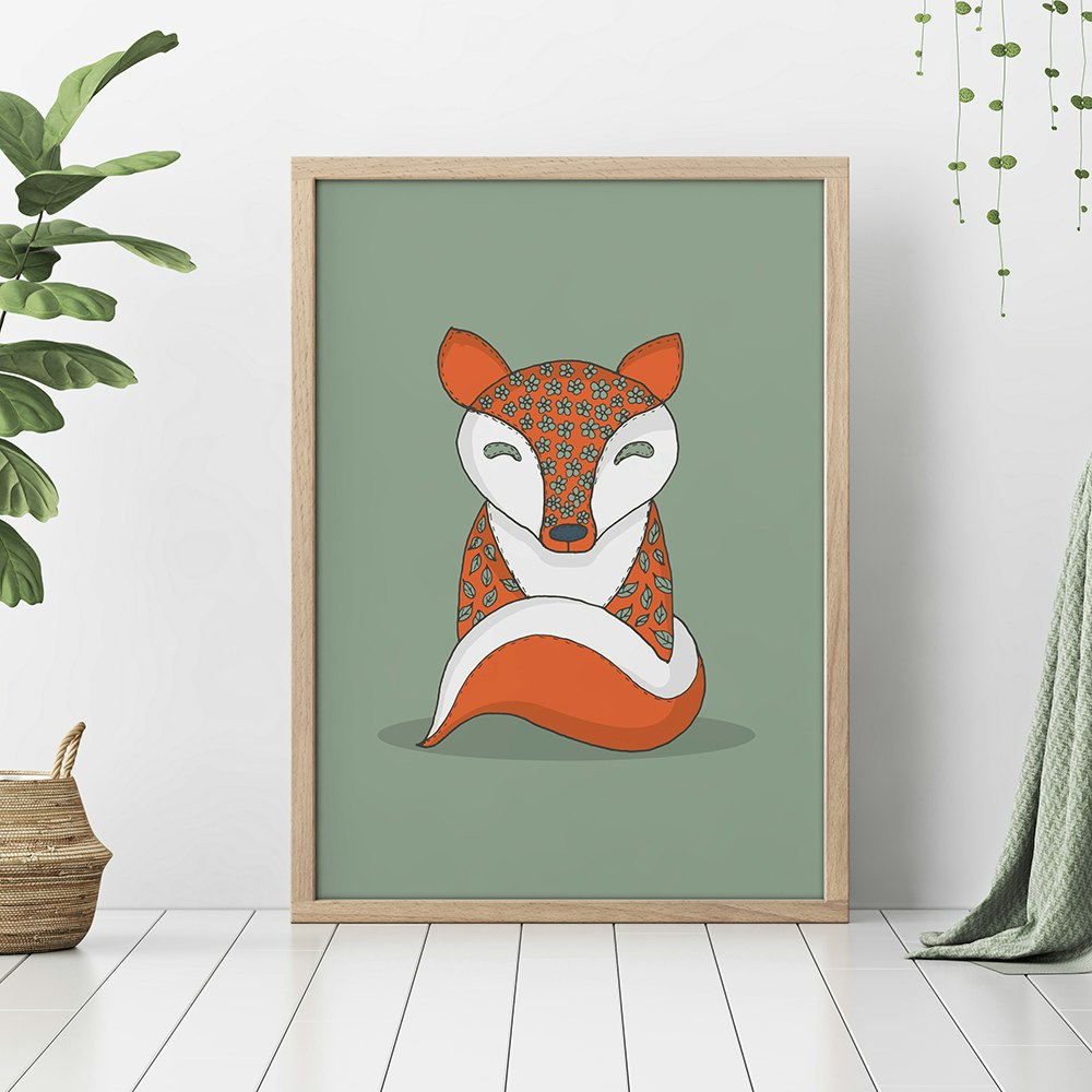 Fuchs Poster im Kinderzimmer minimalistisch