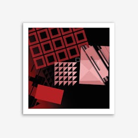 Abstract Shapes Red Black 1 Art Print