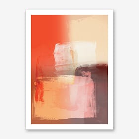 Abstract Brushmarks Orange Pinks Art Print