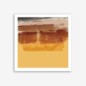 Yellow Brown Brush Stroke Abstract Art Print