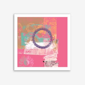 Pink Textures With Shapes & Flower Art Print