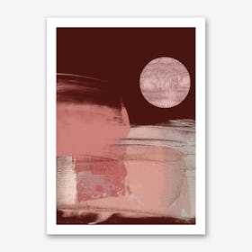 Abstract Maroon Pink With Disc Art Print