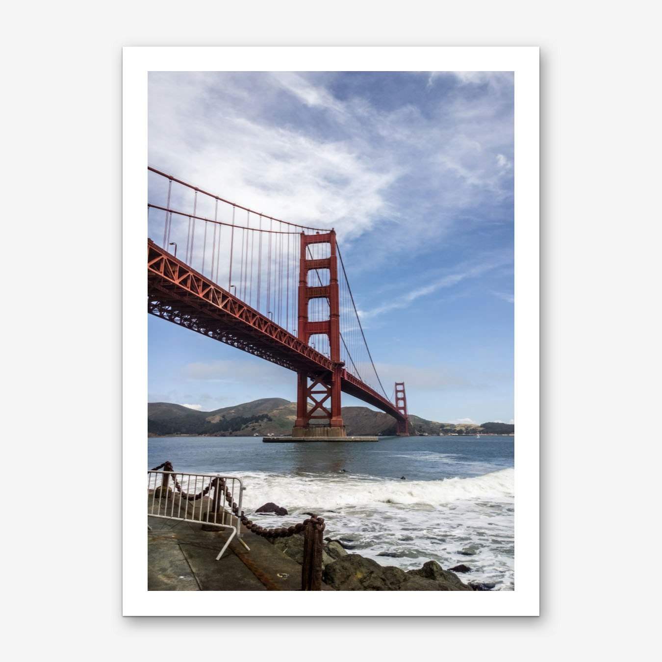 Golden Gate Bridge Art Print Poster Red Wall Decor Framed Photography for Living Room