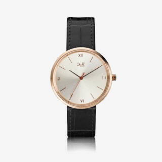 J&M Watch M Nordic360 M1 in Rose Gold with Black Leather Strap